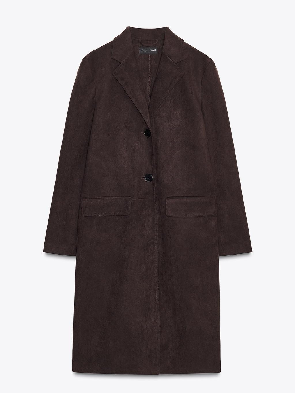 Zara Faux Suede Tailcoat, Chocolate Brown L Nwt